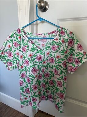J. Crew White V-Neck floral blouse